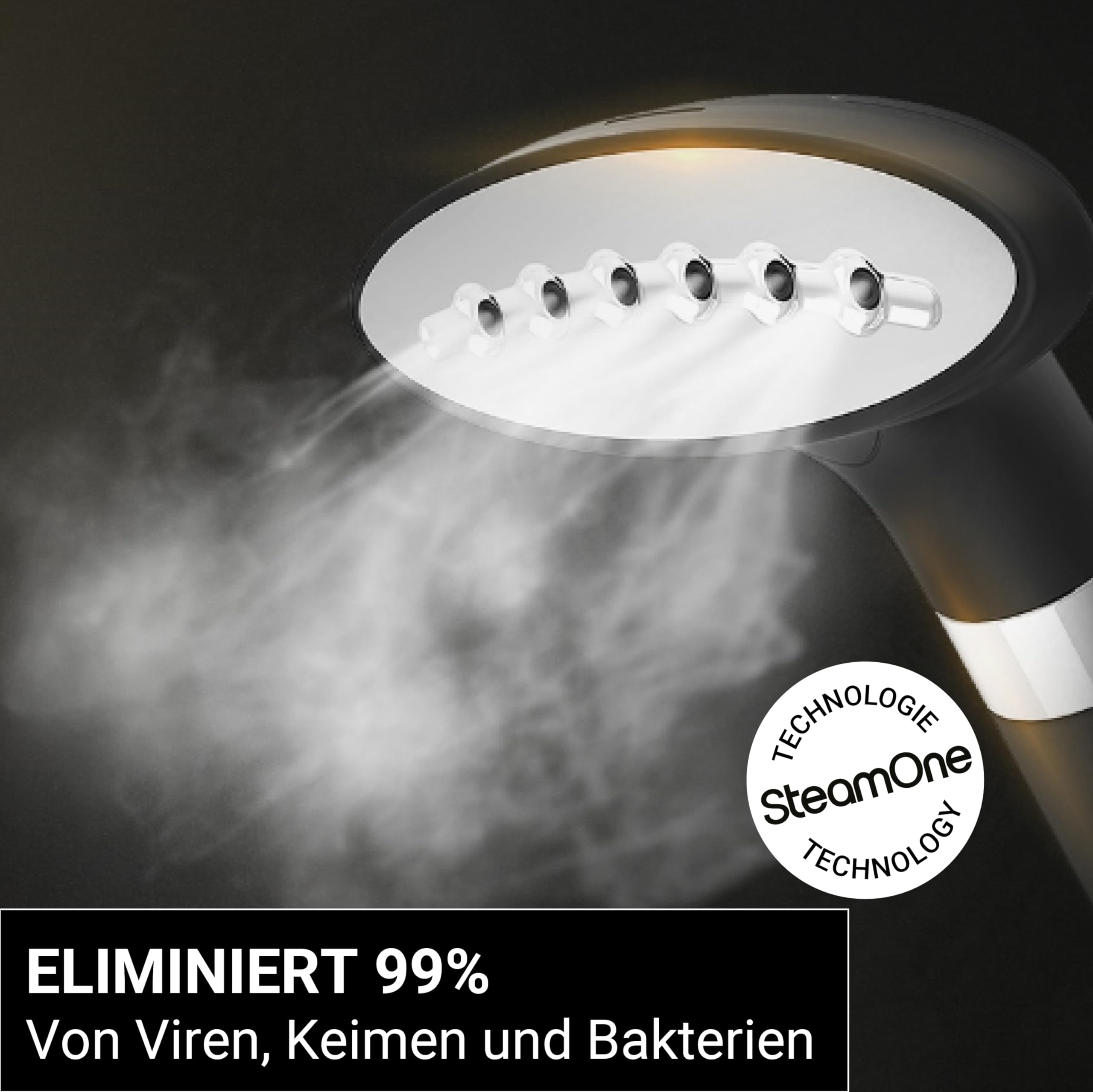 SteamOne Vertikaler Dampfglätter Steamer Schwarz 1800W - 1,8L | Vertikaler Steamer, 1800W, Tank 1,8L, Dreifacher Wärmeschutzschlauch, Sanfter Dauerdampf, 4 Antriebsräder, H18B