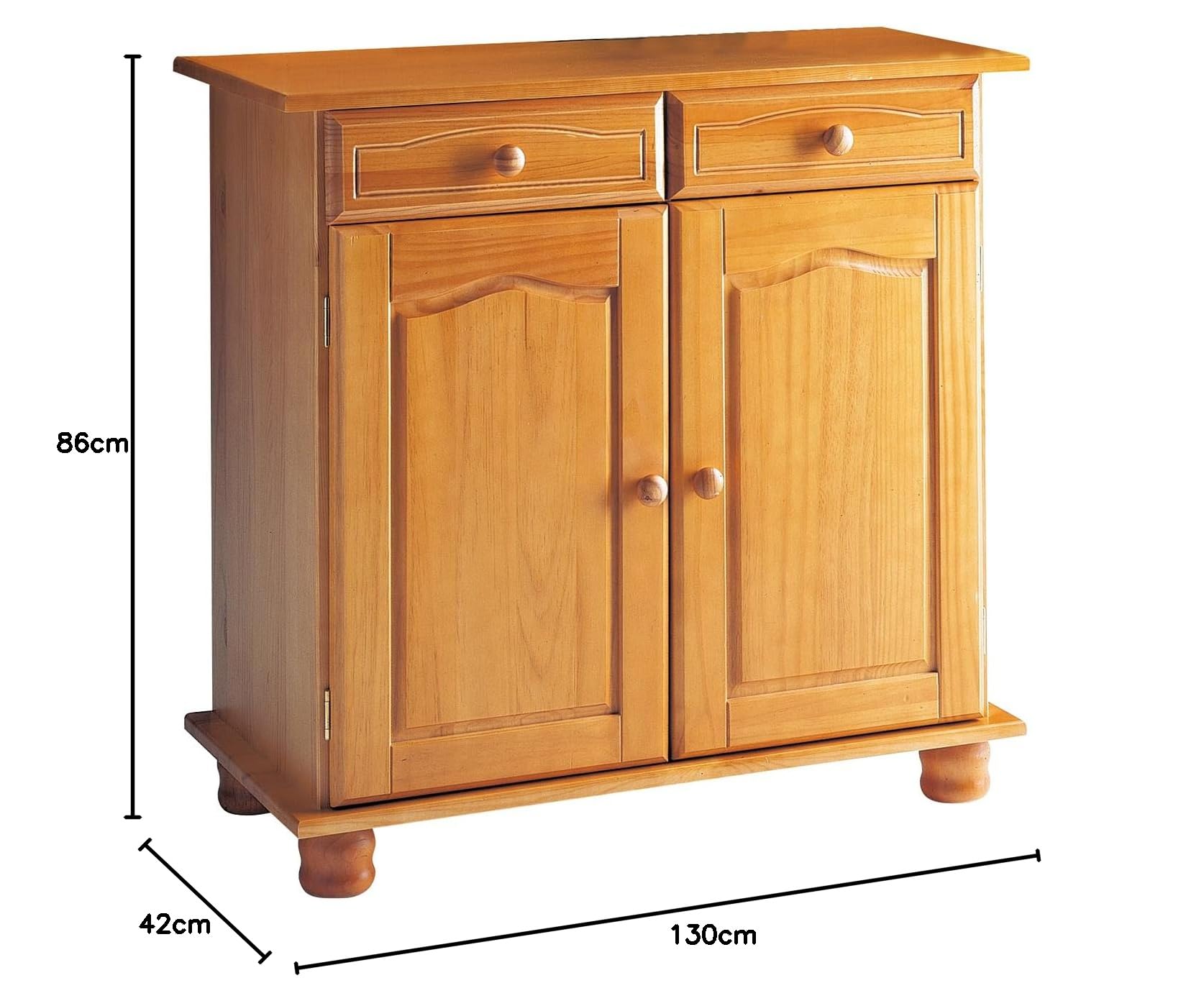 Aparador Alacena de Pino Macizo – Serie Canet, Mueble Auxiliar de Almacenaje para Cocina, Comedor o Salón, 86x42x88 Miel