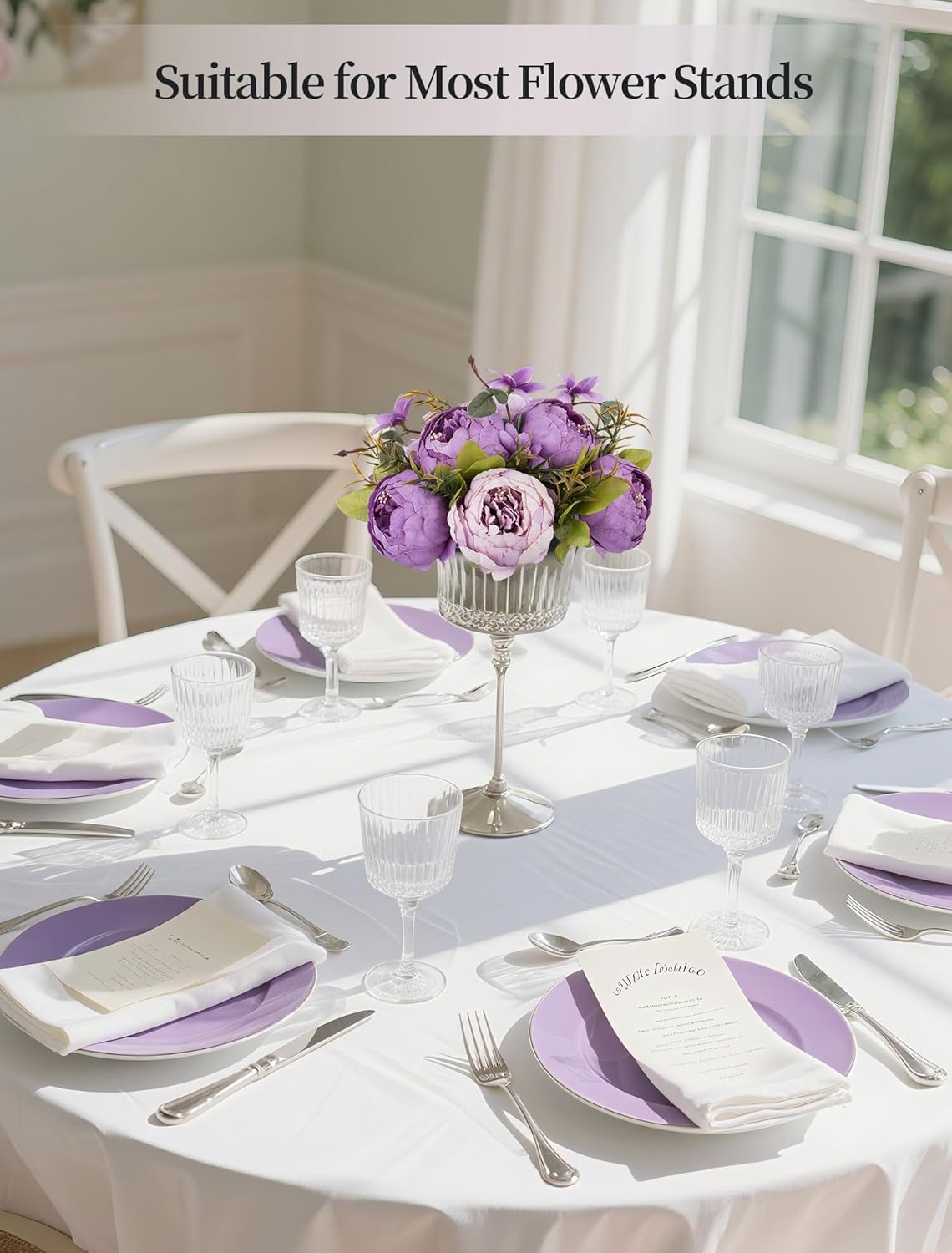 BLOSMON Artificial Flowers Balls Centerpieces: 2 Pcs 9.5" Light Purple Fake Peonies Wedding Center Piece Decoration for Table Kissing Ball Floral Arrangements, Base with Faux Peony Party Home Decor - Image 4