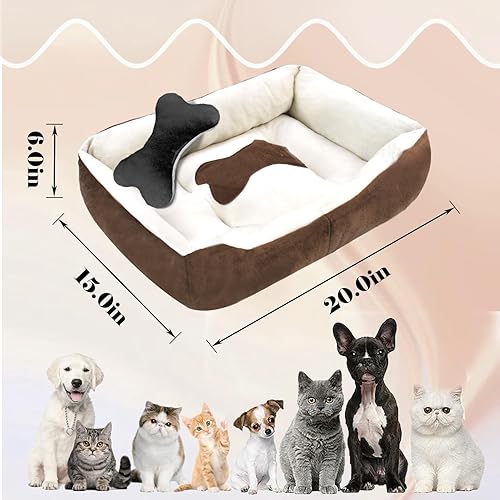 Miniatura 2 de Camas para perros pequeños, camas rectangulares para gatos de interior, cama lavable de 20 x 15 x 6 pulgadas para mascotas con lateral y parte