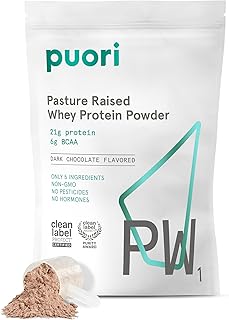 Puori Whey Protein Powder, Dark Chocolate - PW1 Pasture-Raised, Grass-Fe...