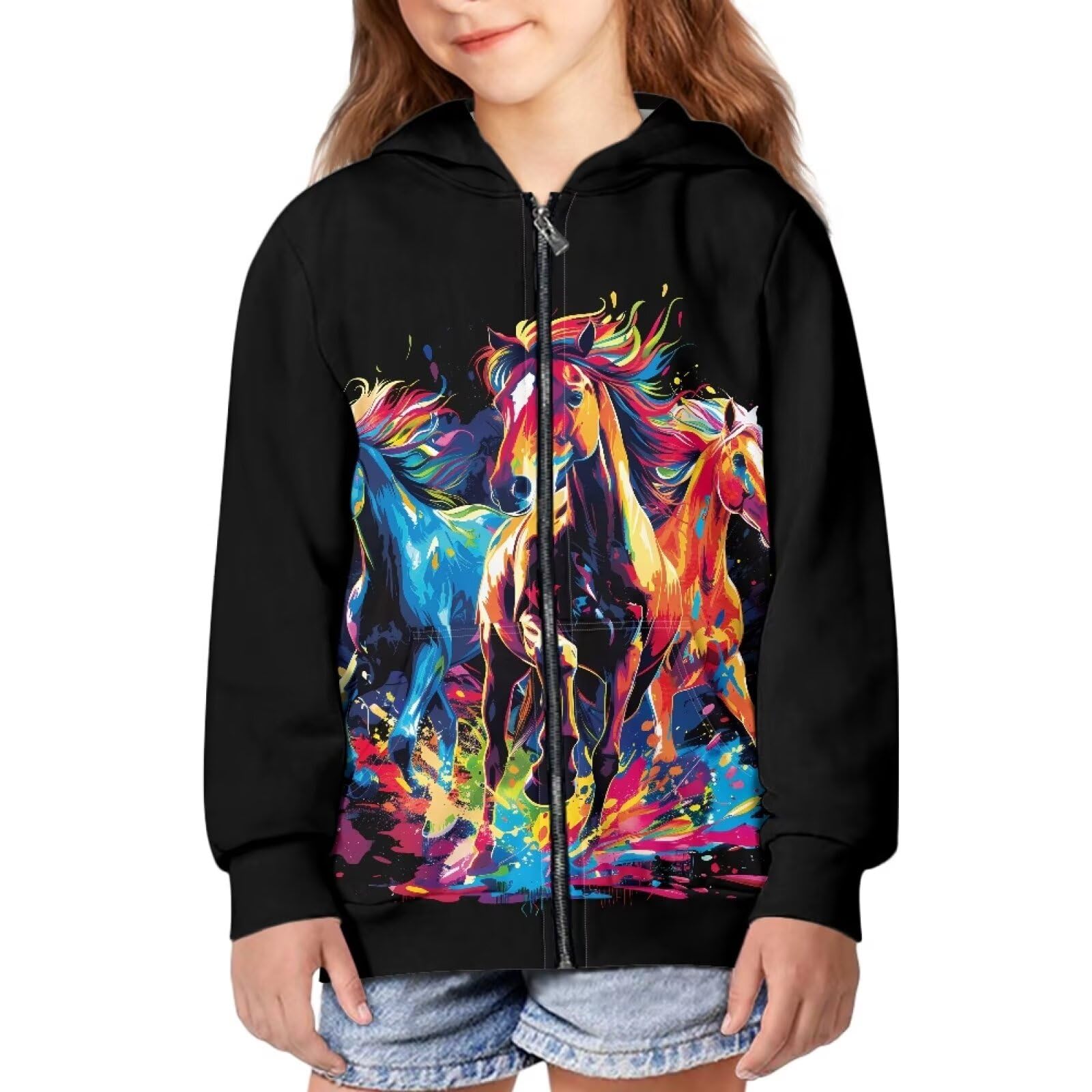 Unisex Zipper Sweatshirt Boys Girls Hooded with 2 Pocket Pullover Hoodies for 6-16Y Kids