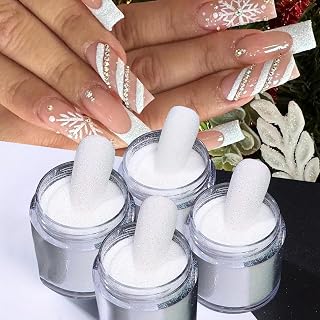 4Boxes Nail Glitter for Nail Art Nail Glitter Nail Sugar Powder White UV Gel Polish Chrome Pigment Dust Starlight Nail Art Decoration Powder White Color Chrome Glitter Pigment Dust Nails Decoration