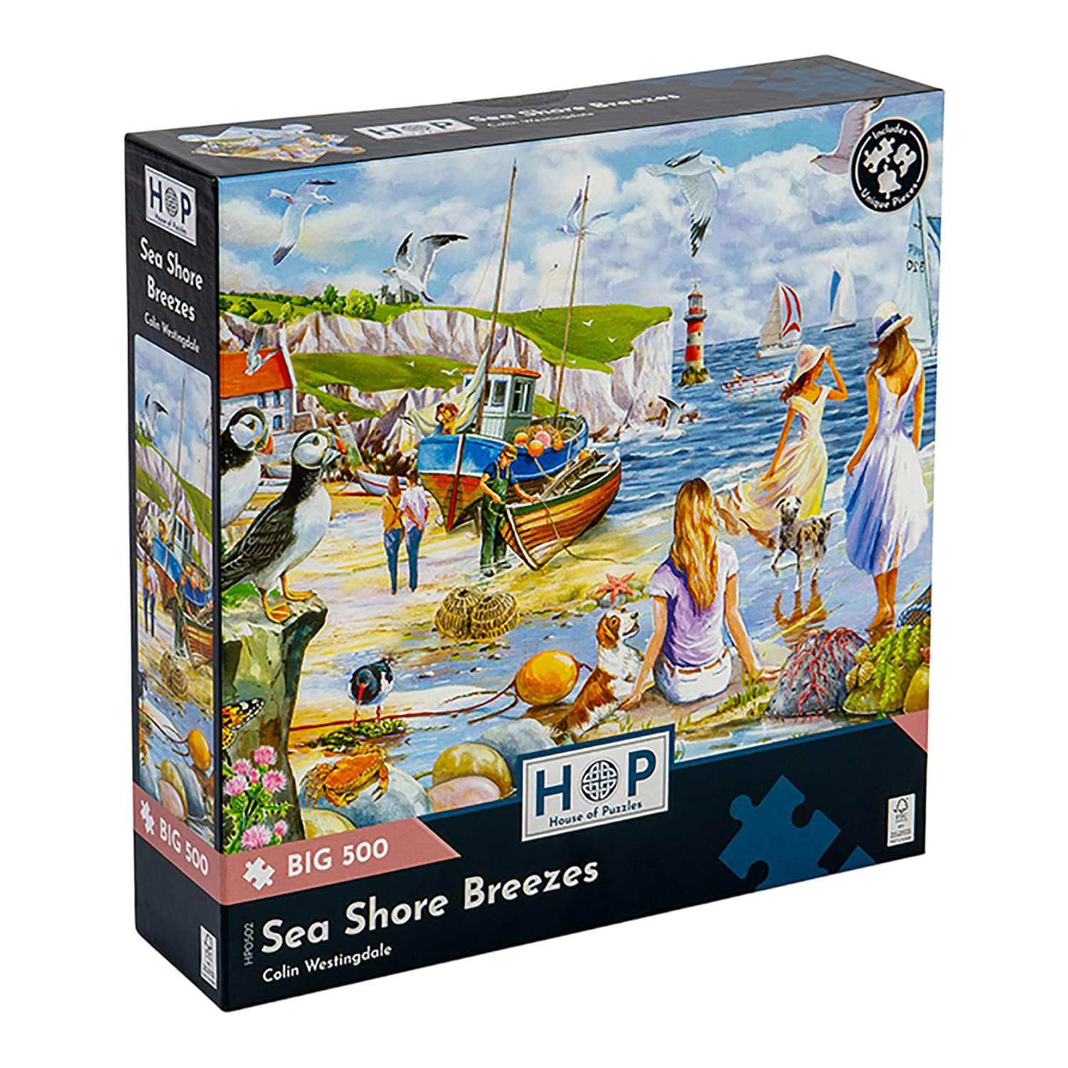 The House of Puzzles - Sea Shore Breezes Jigsaw - Big 500 Piece Jigsaws For Adults, Extra Large Pieces, Artist Illustrated, Scenic Landscape, Deluxe Puzzle Gifts โ image 1