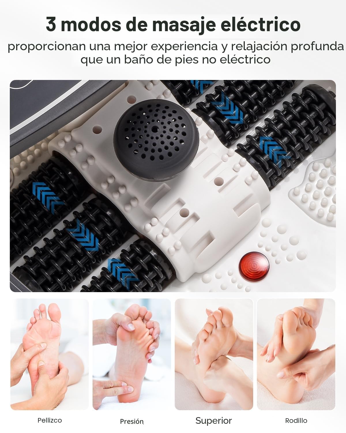 Masajeador de Baño para Pies RENPHO con Calentamiento Rápido, Masaje Automático y Potentes Chorros de Burbujas, Rodillos de Masaje Shiatsu, Pedicura Spa para Pies Cansados, Regalo dia de la madre
