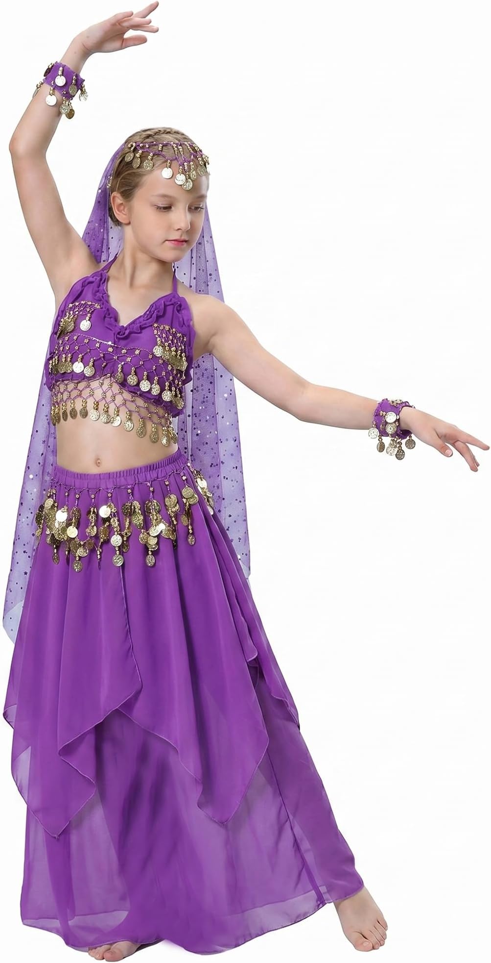 Genie Costume for Girls, Halloween Belly Dance Outfit Kids