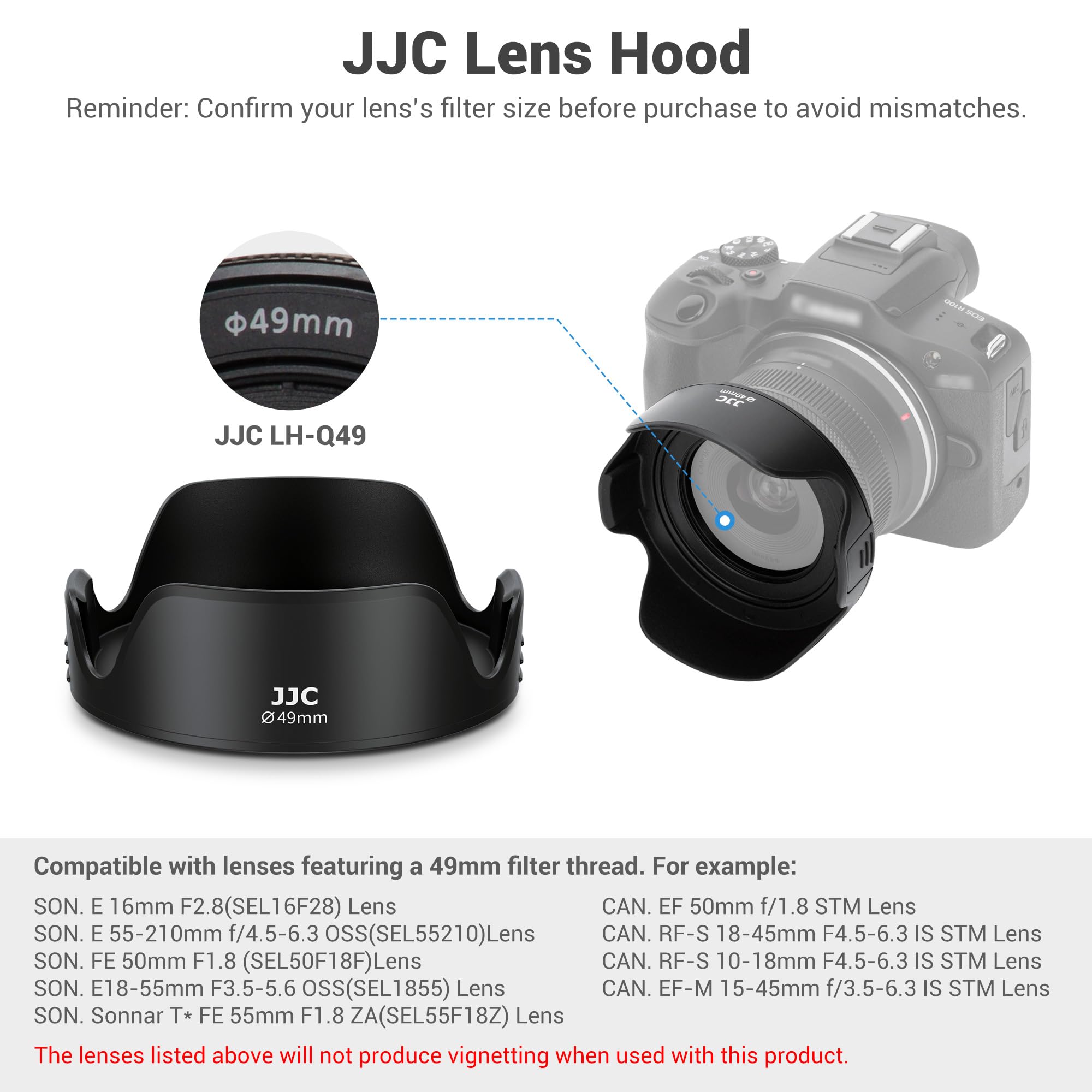 Amazon.com : JJC 49mm Tulip Flower Lens Hood Accessories for Canon