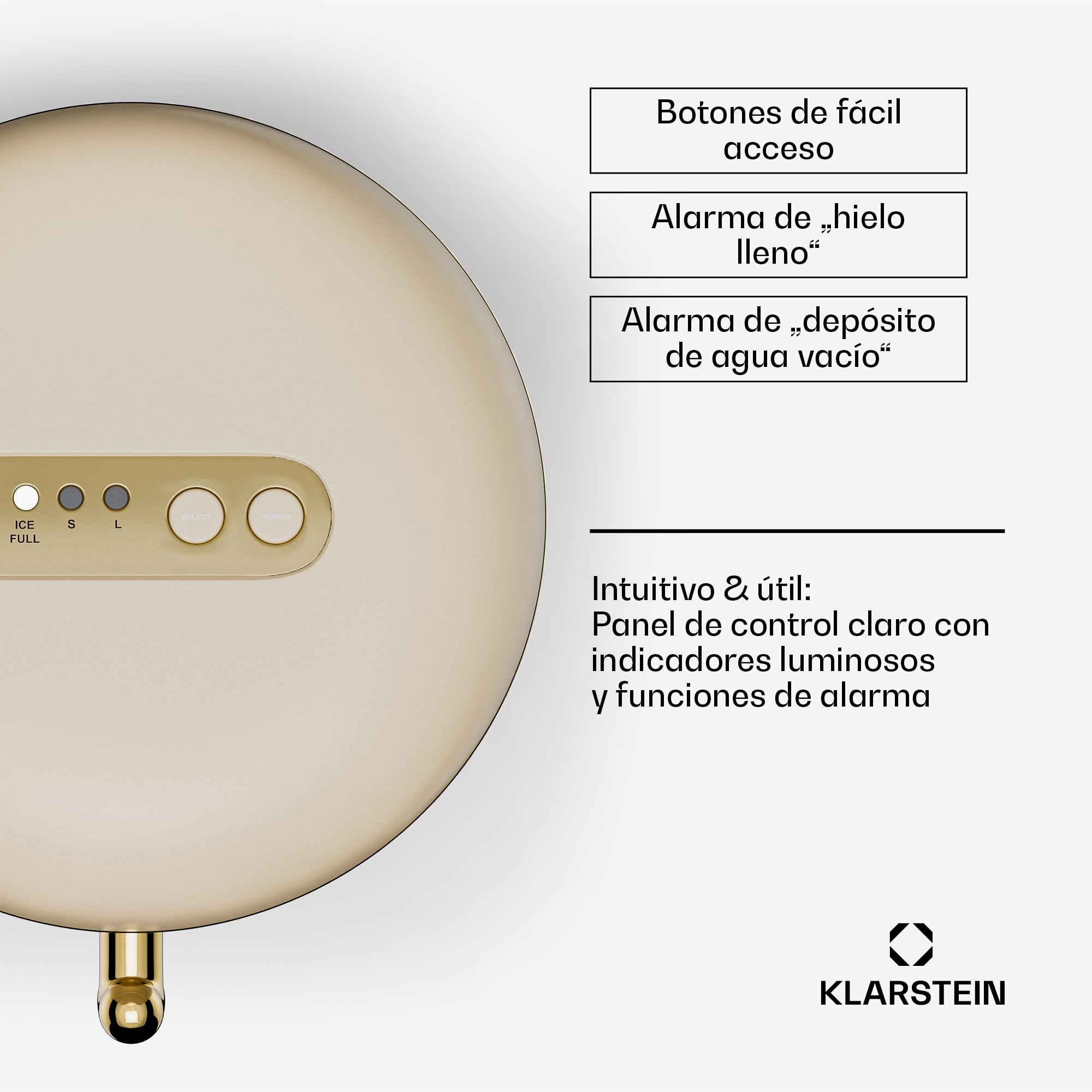 Klarstein Máquina de hielo para casa, Camping Gastro, Mini cubitos rápidos, Máquina profesional para cubitos grandes y pequeños, autolimpiable, depósito de agua de 2,3 L, 15 kg de hielo en 24 h