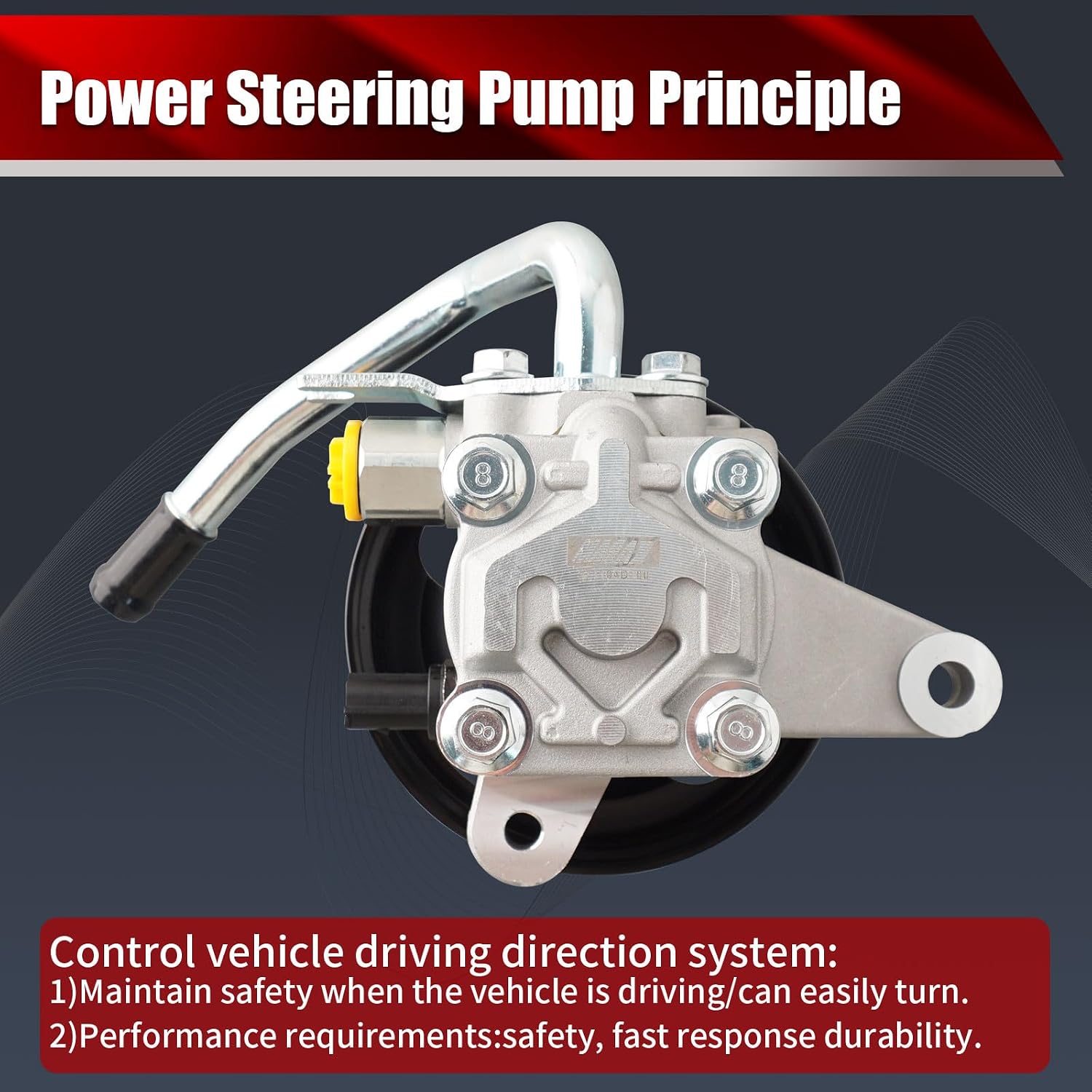 Power Steering Pump 571104D200 with Pulley Compatible with Kia Sedona 2006-2010 Hyundai Entourage 2007-2009 3.8L V6 Replaces 21-5180 96-5180 990-0786 SPK-009