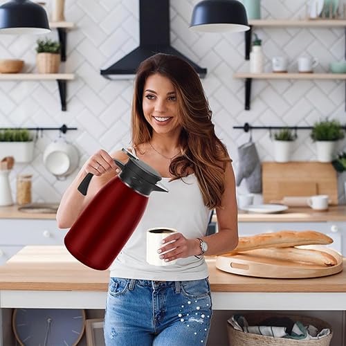 Miniatura 34 de Jarra térmica de café de 70 onzas, jarra de acero inoxidable para líquidos calientes, vacío de doble pared para bebidas calientes, té grande