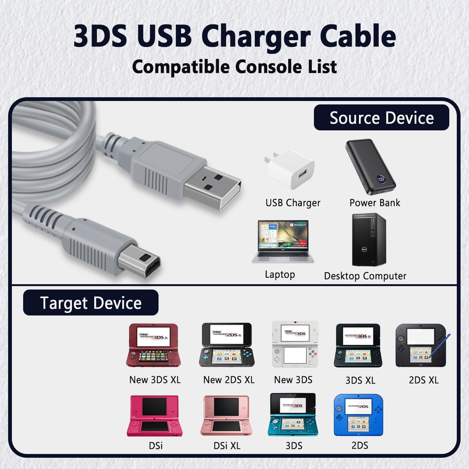 3DS Charger, COMeap 3DS Charger Compatible with Nintendo 3DS/ New 3DS/ 2DS/ 2DS XL/DSi XL 100-240V Wall Plug Adapter - with Original Replacement Power Charging Cord 4 71TdksC24PL. AC SL1500