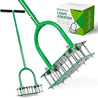GrdnCare Lawn Aerator Tool: 15 Iron Spikes, 6-Spring Self-Cleaning, Heavy-Duty Manual Aerator for Deep Soil Loosening & Dethatching