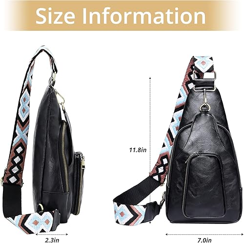 Miniatura 5 de Sling Bag for Women-PU Leather Crossbody Bags Sling Bags with Card Slot,Multipurpose Chest Bag for Traveling Running