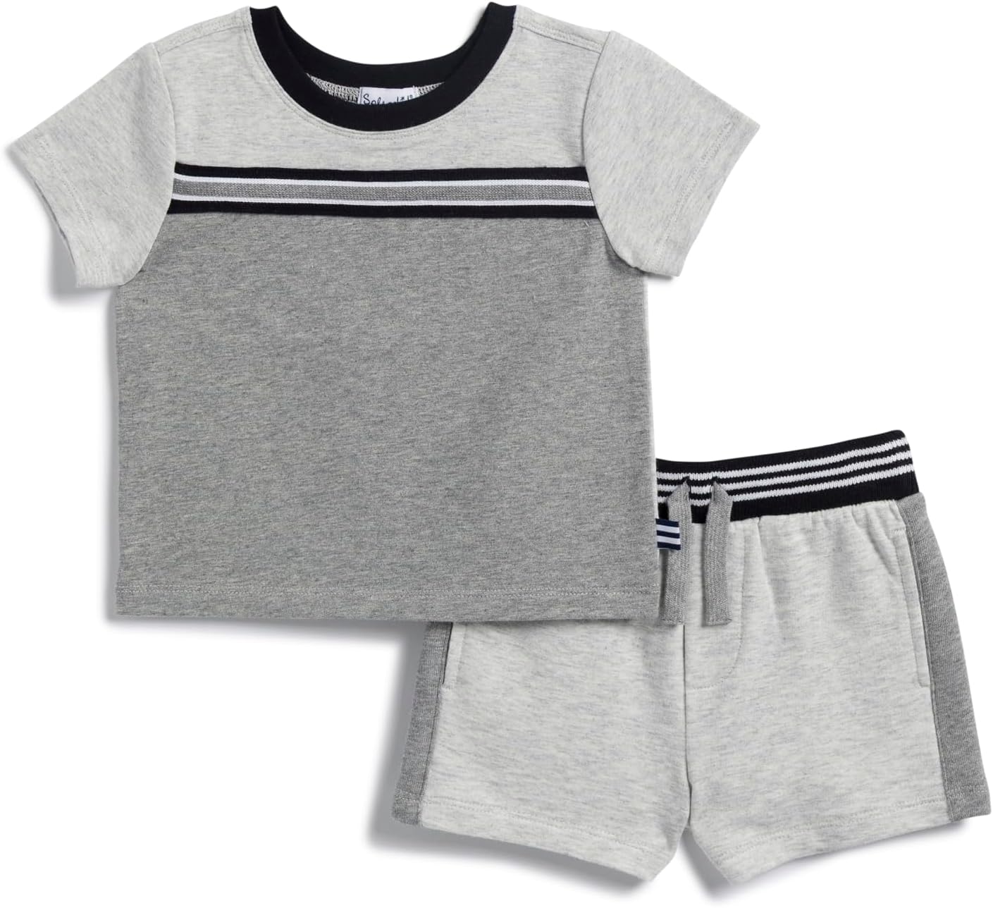 Splendid Baby Boys' Stone Heather Stripe Short Sleeve Tee and Short 2-piece Set