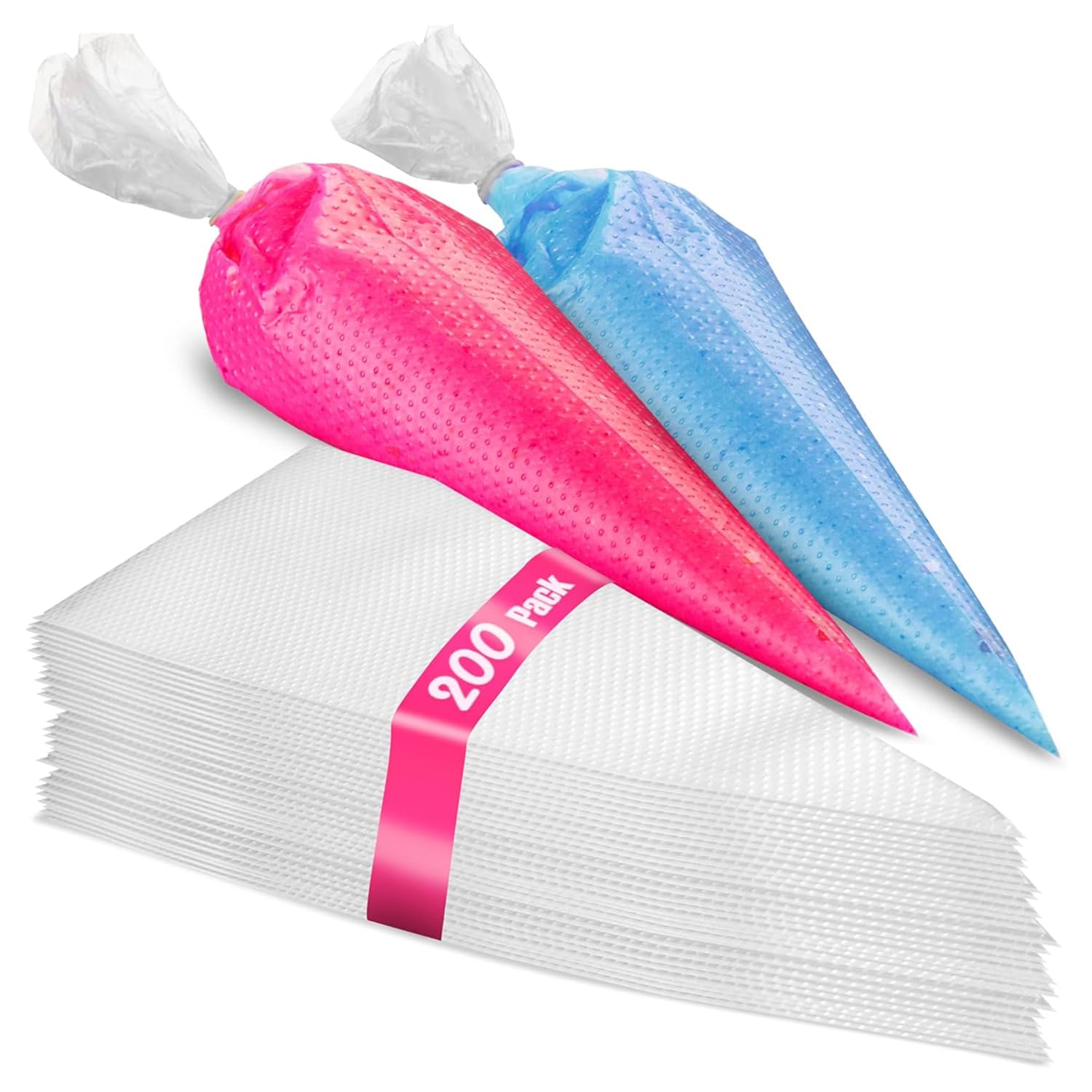 Lot De 200 Poches à Douille Jetables - 30x20 Cm + 25x16 Cm - Pour Décorer Gâteaux, Cupcakes, Biscuits - Antidérapantes Et Réutilisables