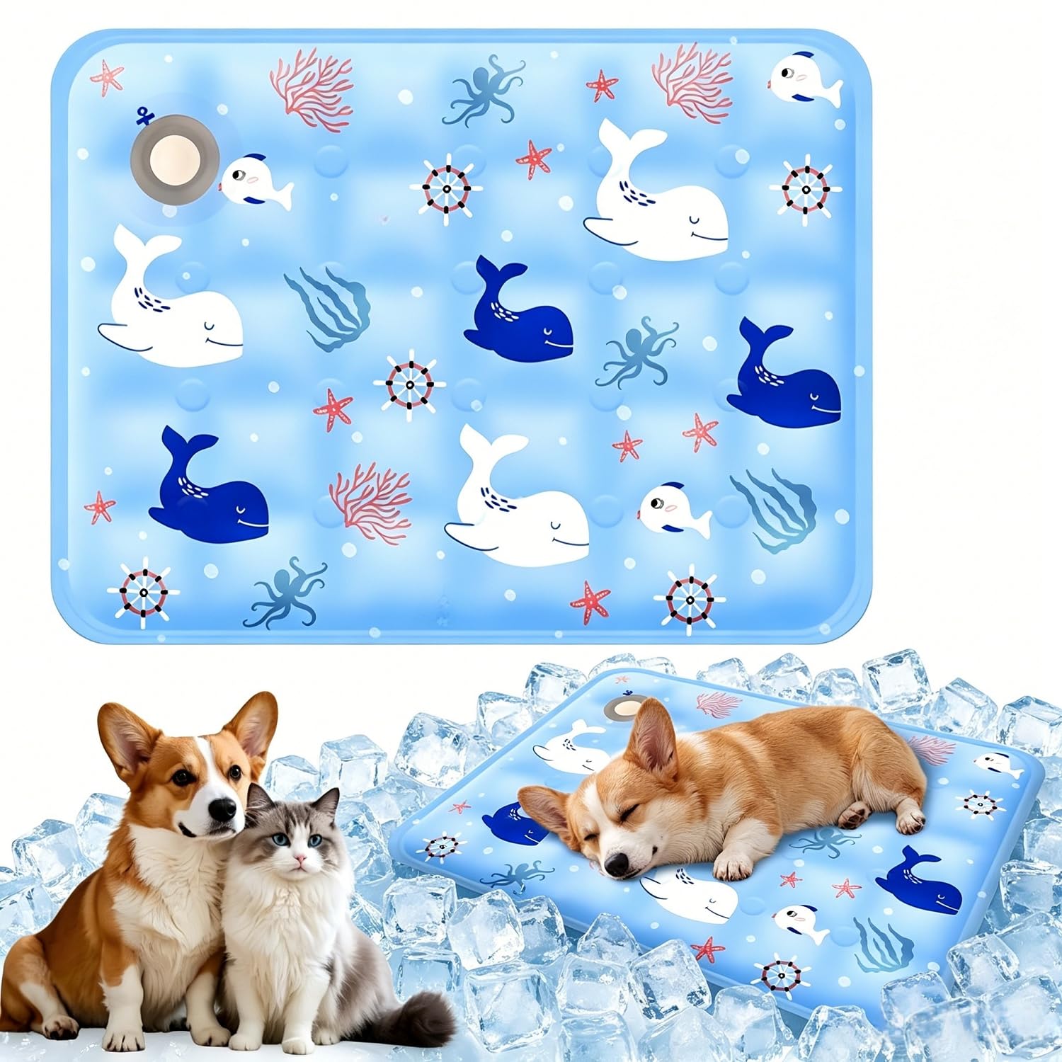 Dog Cooling Mat,Durable Pet Cool Mat for Dogs Cats,Foldable Durable Water Filled Model Cooling Mats,Non-Toxic Gel Self Cooling Pad for Dogs Cats,Great Pets Cool in Hot Summer (F, 90 * 60CM)