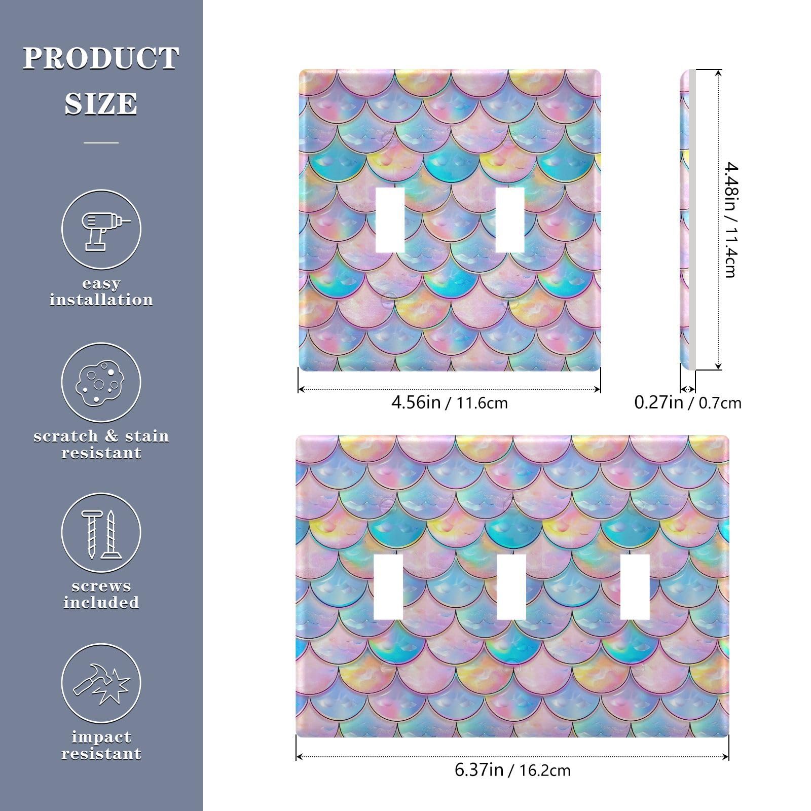UMIRIKO Rainbow Mermaid Scales Light Switch Cover Plate Covers Decorative Double Toggle Home Decor 202b5791