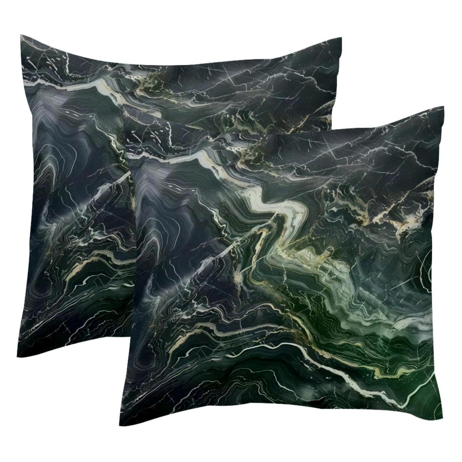 Housse de coussin velours marbre gris vert douceur et confort