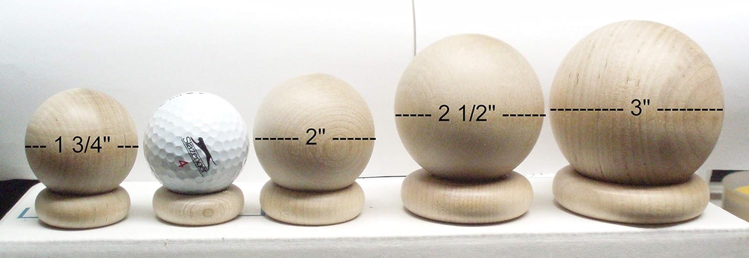 (1) - 2" Round Wood Ball Finials with 3/16" Wood Screw for use on 1 3/8" Wood Window Curtain Rod Ends - Wood Cap Newel Post Railing. - See Description for Details and Measurements. Not for 2" rods : Home & Kitchen