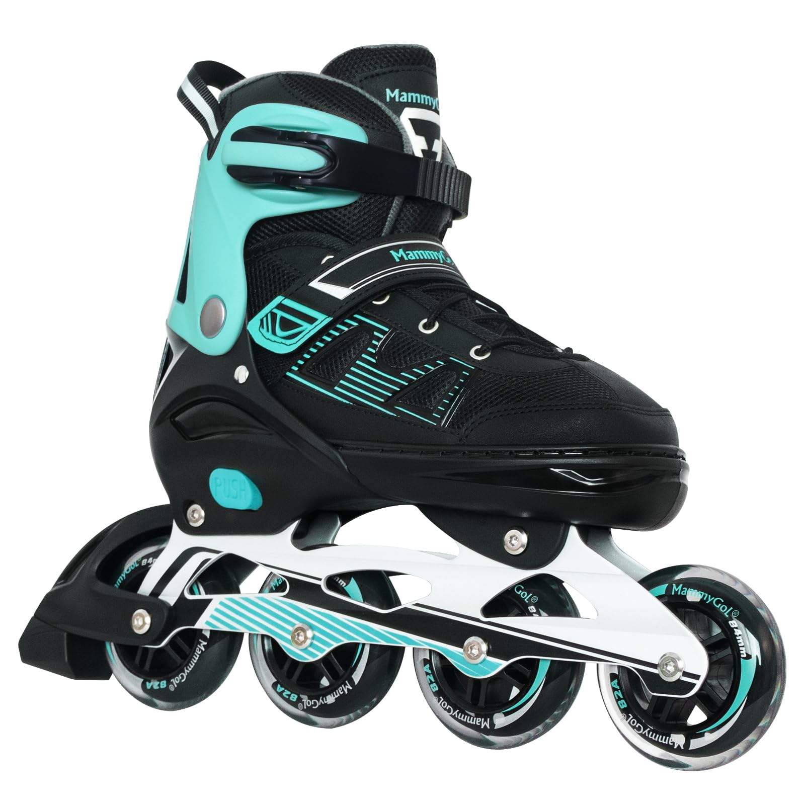 MammyGol Adult Inline Skates for Men Women, Blades Roller with Carbon Steel Bearings, TPR Brake, 3D Mesh, EVA Lining, PVC Upper | Adjustable Size
