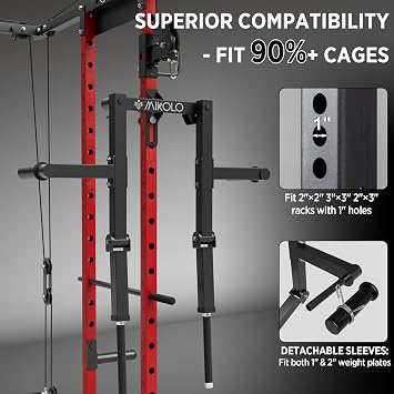 Mikolo Lateral Raise Attachment for Squat Rack, Standing Lateral Raise Machine with 1 Holes, Power Rack Cage Attachment, Upper Body Strength Training Machine for Home Gym