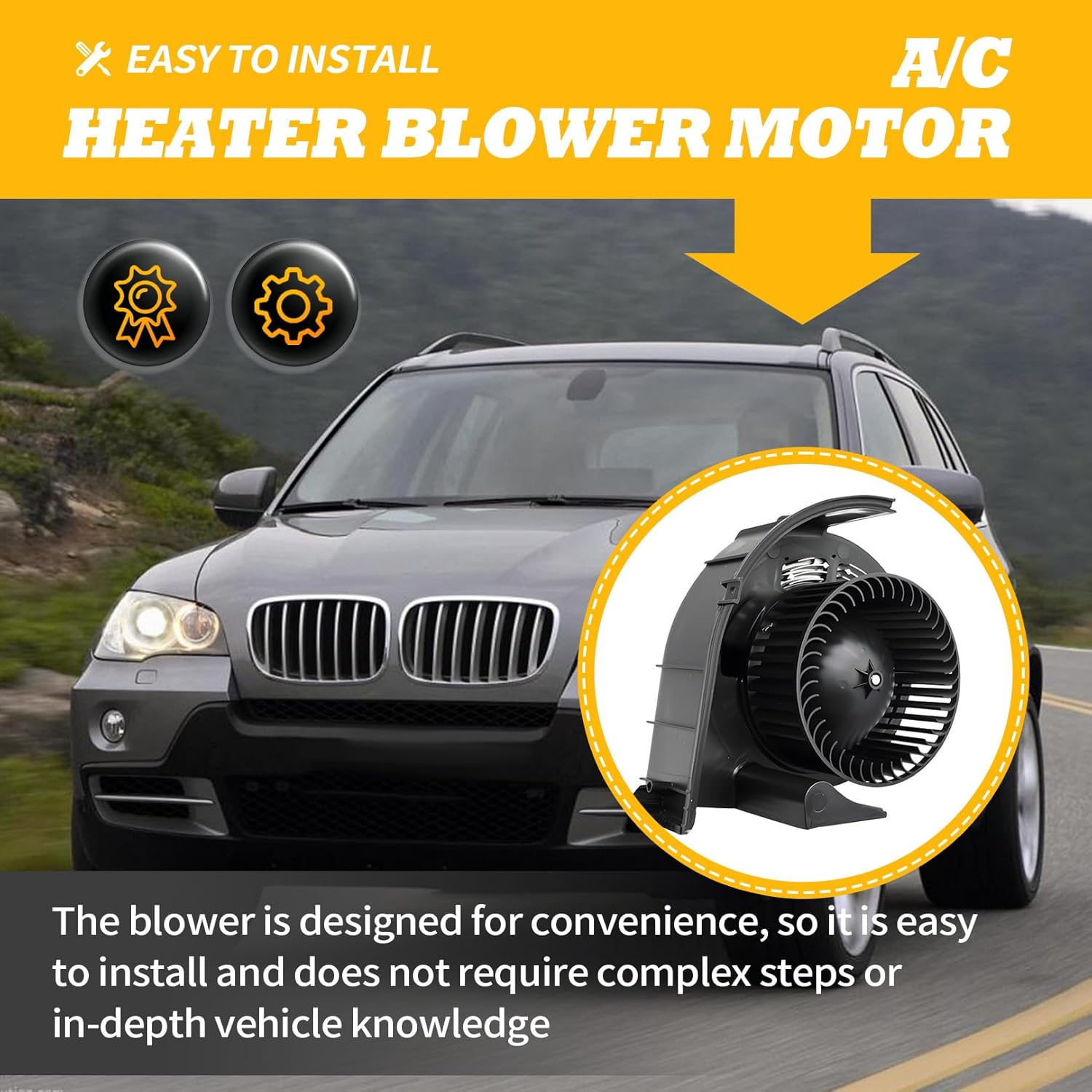 64116971108 HVAC Heater Blower Motor with Resistor Compatible with X5 2007-2013 X6 2008-2013 Replaces 64119245849 64119229658 64116971108