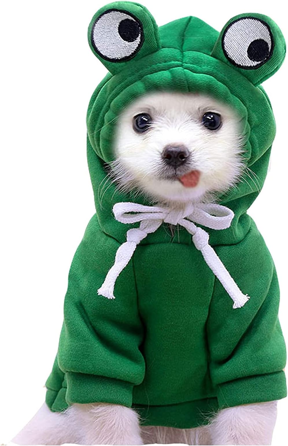 ELECDON Dog Hoodie, Dog Basic Sweater Coat Cute Frog Shape Warm Jacket Pet Cold Weather Clothes Outfit Outerwear for Cats Puppy Small Largr Dogs, Fleece Sweater Cartoon Clothing (Green, Size M)