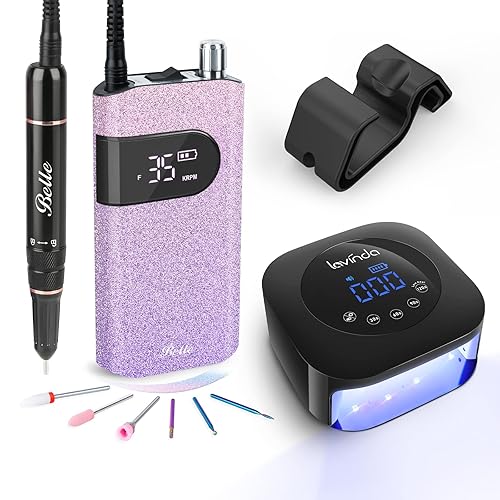 Belle Máquina profesional de taladro de uñas de 35000 RPM, lámpara de uñas LED UV inalámbrica, secadora de uñas de gel de pantalla grande de 48 W disponible en Yaxa Colombia