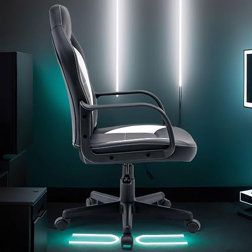 Miniatura 5 de Silla ergonómica de videojuegos para computadora, oficina en casa, carreras, escritorio ejecutivo de video, de piel sintética, para adultos,