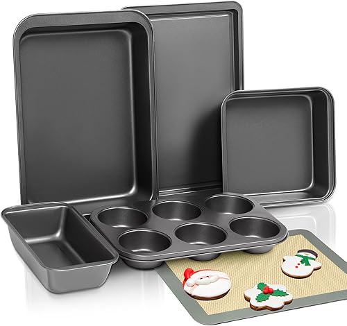 LINKLIFE Juego de 6 moldes para hornear con alfombrilla antiadherente para galletas, incluye molde para magdalenas, molde cuadrado para tartas, disponible en Yaxa Costa Rica