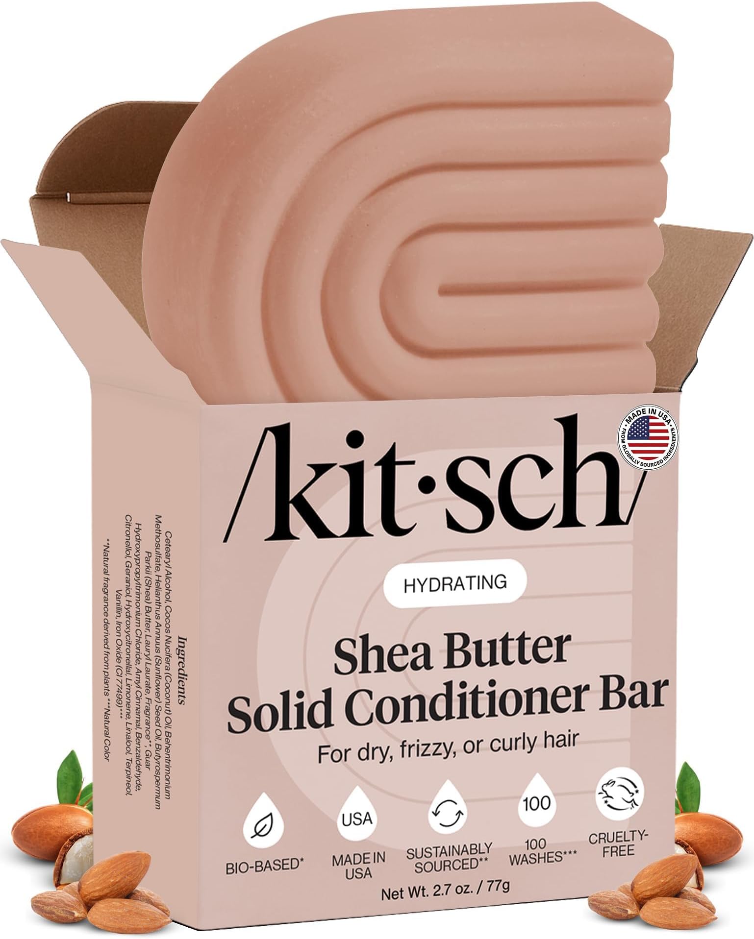 Shea Butter Conditioner Bar for Hair Hydration | Nourishing Hair Mask | Made in US | Solid Bar Conditioner | Moisture for Dry Hair | Eco-Friendly | Zero Waste | 3 oz