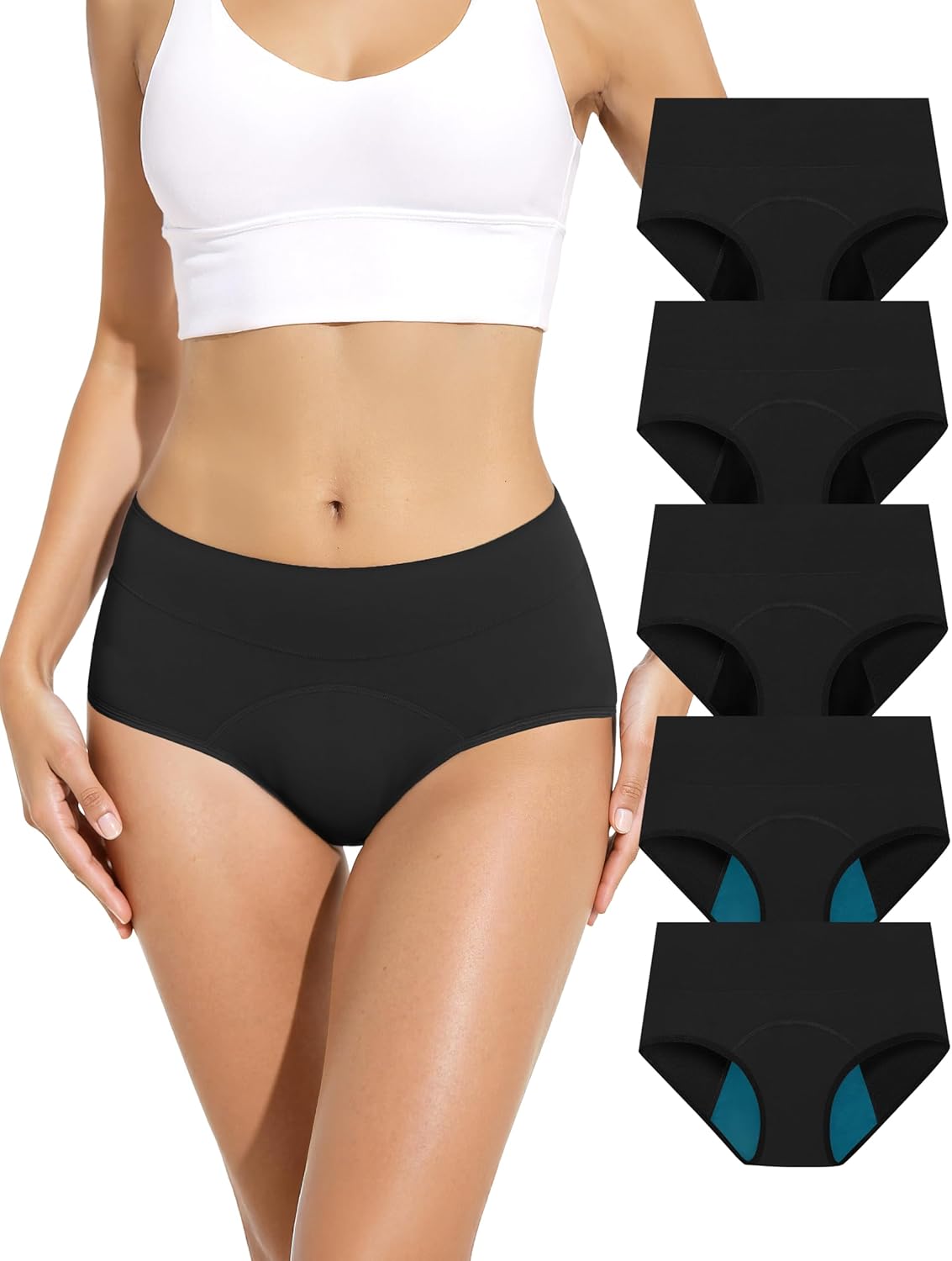 TIICHOO Period Underwear for Women High Waist Breathable Soft Leak Proof Womens Incontinence Underwear 5 Pack