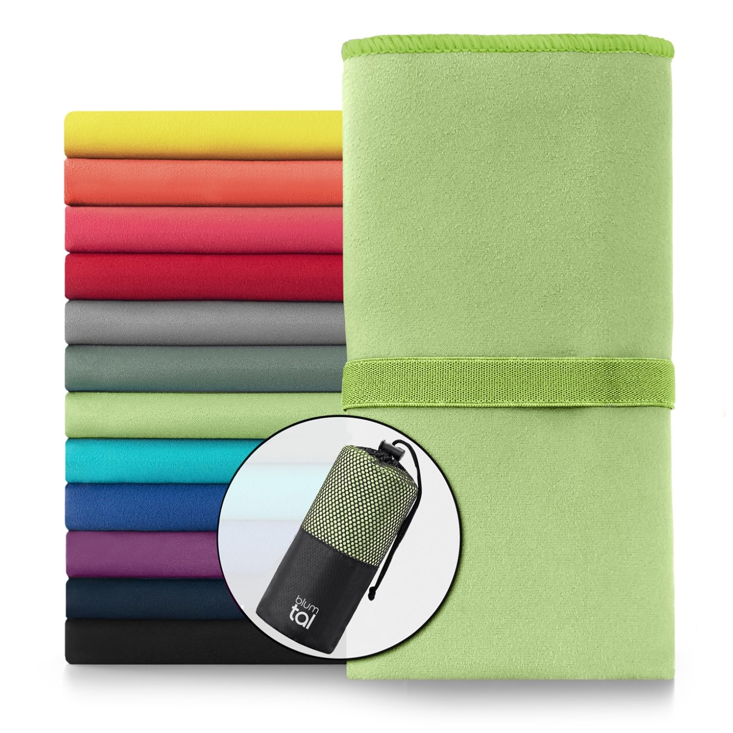 Blumtal asciugamano microfibra 180x90 cm + 80x40 cm nel set - asciugamano palestra microfibra asciugatura rapida - asciugamani microfibra da viaggio - asciugamani da palestra - microfiber towel verde