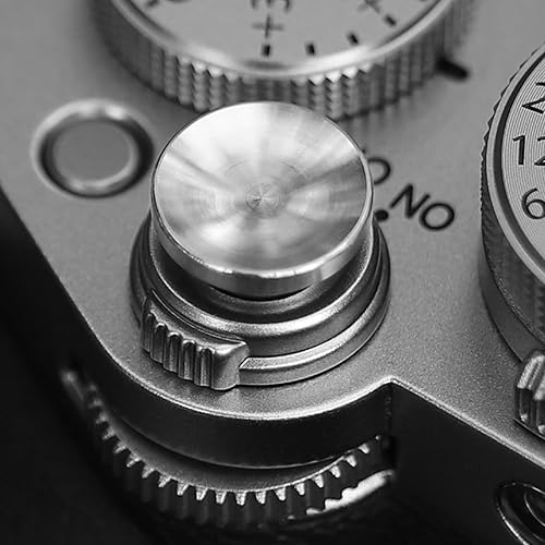 Miniatura 9 de Haoge botón de obturador metálico de 12 mm para Fujifilm XT5 X-Pro3 XT50 GFX100RF XE5 Nikon Zf DF y Leica Q3 43 M10 M-11, superficie cóncava, plata,