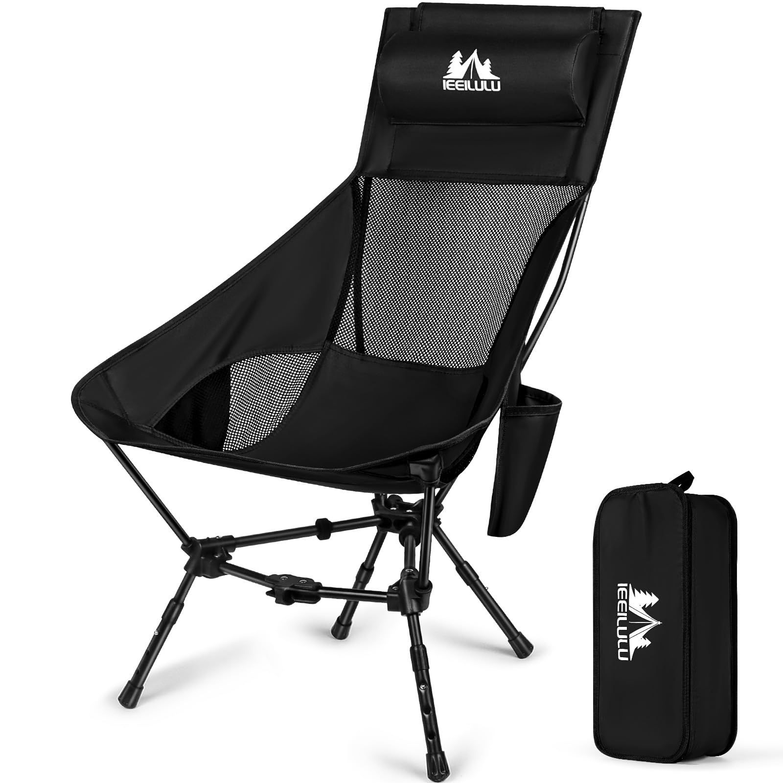 IEEILULU Chaise De Camping Pliante, Chaise Longue Camping, 2 En 1 Chaise Pliante Inclinable Portable Pour Activités En Plein Air, Chaise De Pêche Pliante Avec Appui Têteet Porte Gobelet (Bleu