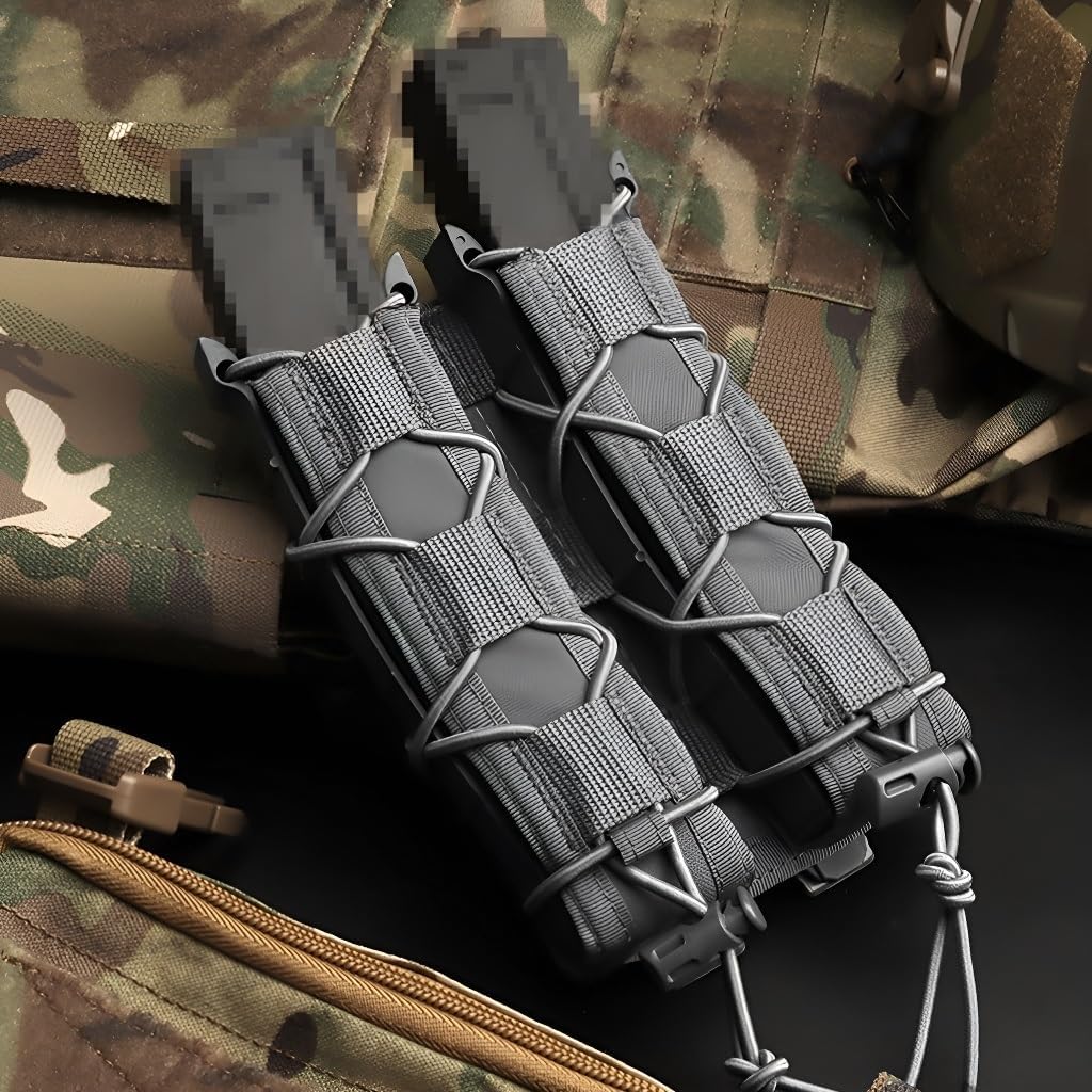 Long Dual Quick-Draw Pouch, MOLLE Compatible Nylon Bag - 10x16cm, 0.13kg For Team Activities, Tactical Games, Movie Props