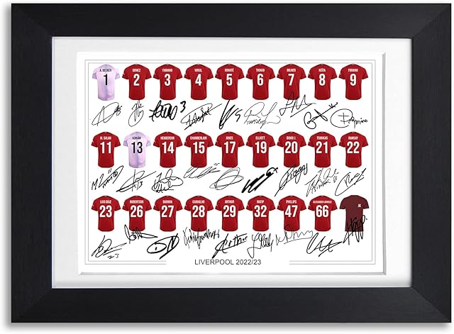 Liverpool team squad 2022-2023 signed poster print framed picture photo autograph gift Mohammed Salah Luis Diaz Virgil Van Dijk