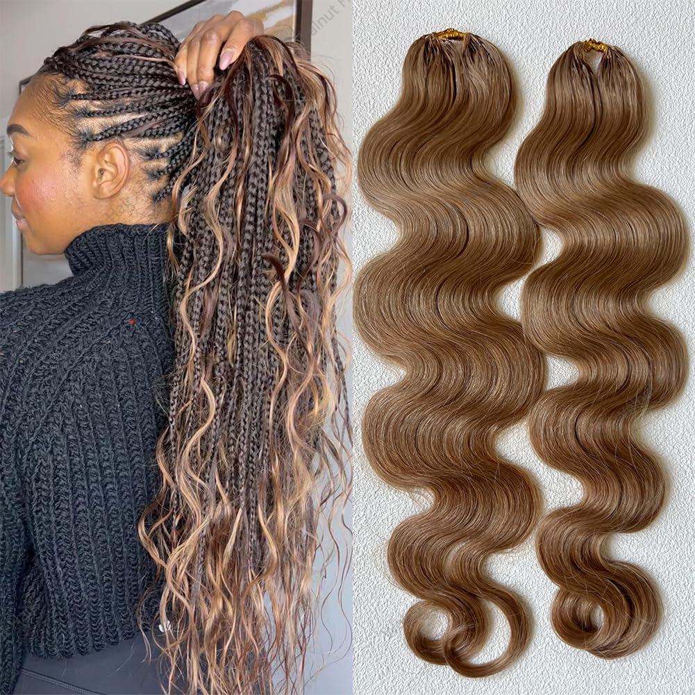 Body Wave Pre Separated Crochet Human Hair Braids Extensions Body Wave Brazilian Virgin Hair for Boho Braiding Knotless Feather Hair Extensions For Black Women Natural Color 16inch 120g