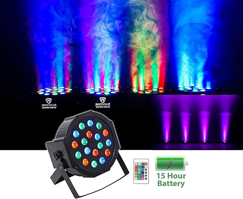 Miniatura 2 de (8) Batería Rockville PAR 50 recargable LED DMX DJ Club Wash Up-Lights+Remote