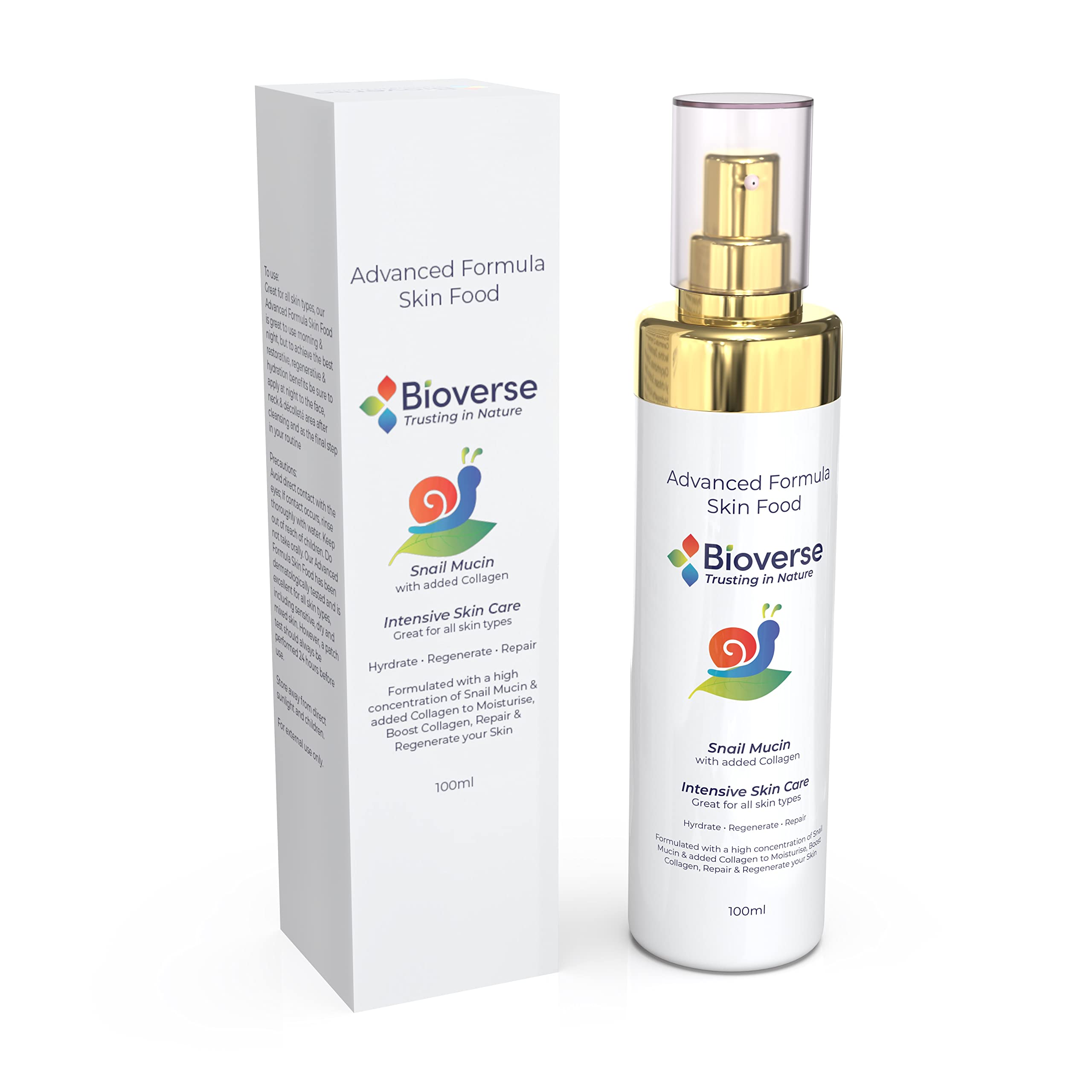 Advance Skin Food – High Concentration of Snail Mucin, Boosts Collagen Production to Moisturise & Protect, Generic Skin Product with Natural Formula