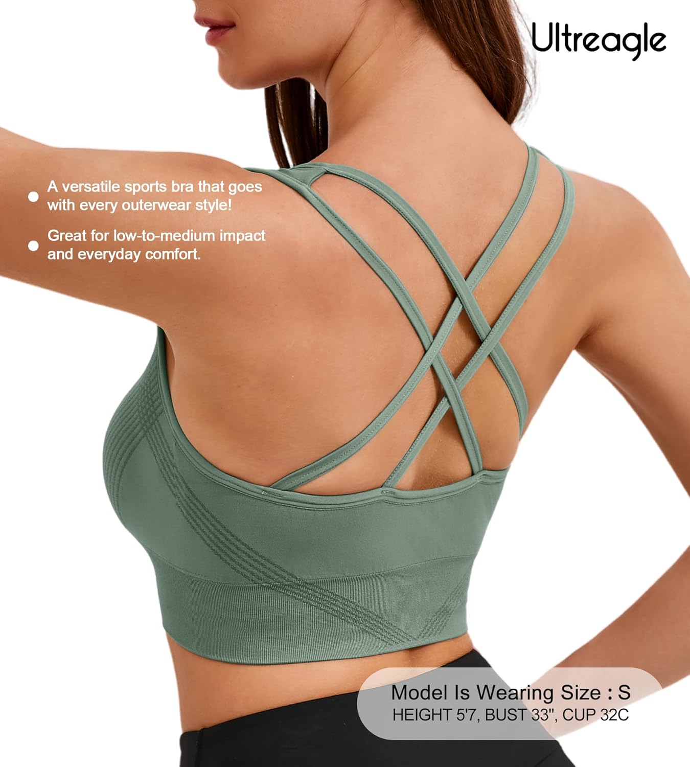 Sports Bras for Women Large Bust Medium Support Cross Back Strappy Sports Bra Padded Workout Yoga Bras for Women Gym Tops - Image 4