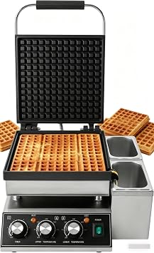 Commercial Waffle Maker Machine Electric Waffle Iron Non Stick Waffles Maker Household Baker Machine Stainless Steel Waffles Countertop Paninis, Mini-Pie, DIY Cooking Maker 1500W