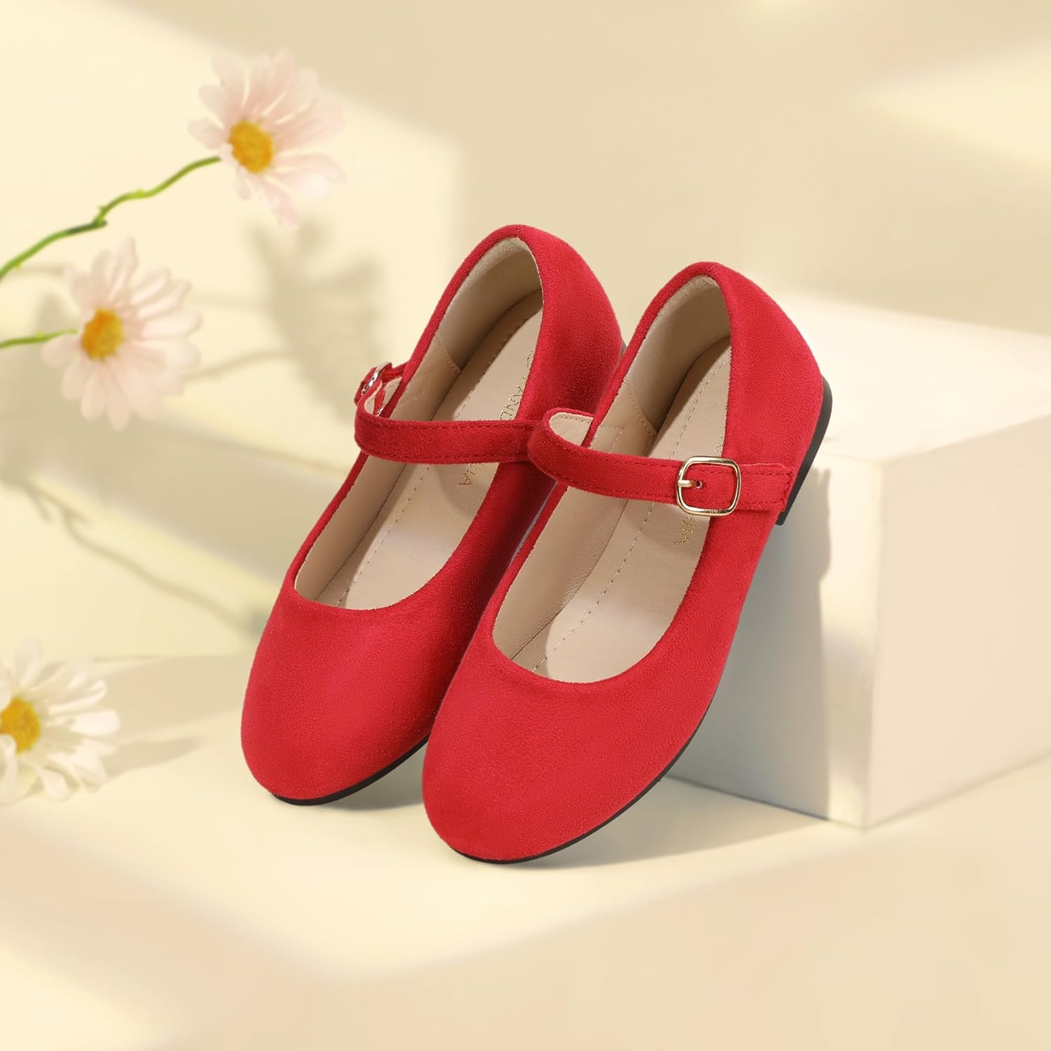 PANDANINJIA Girls Dress Shoes Flower Girl Ballet Pearl Flats Adela Wedding Party School for Toddler Little Kid - Image 3