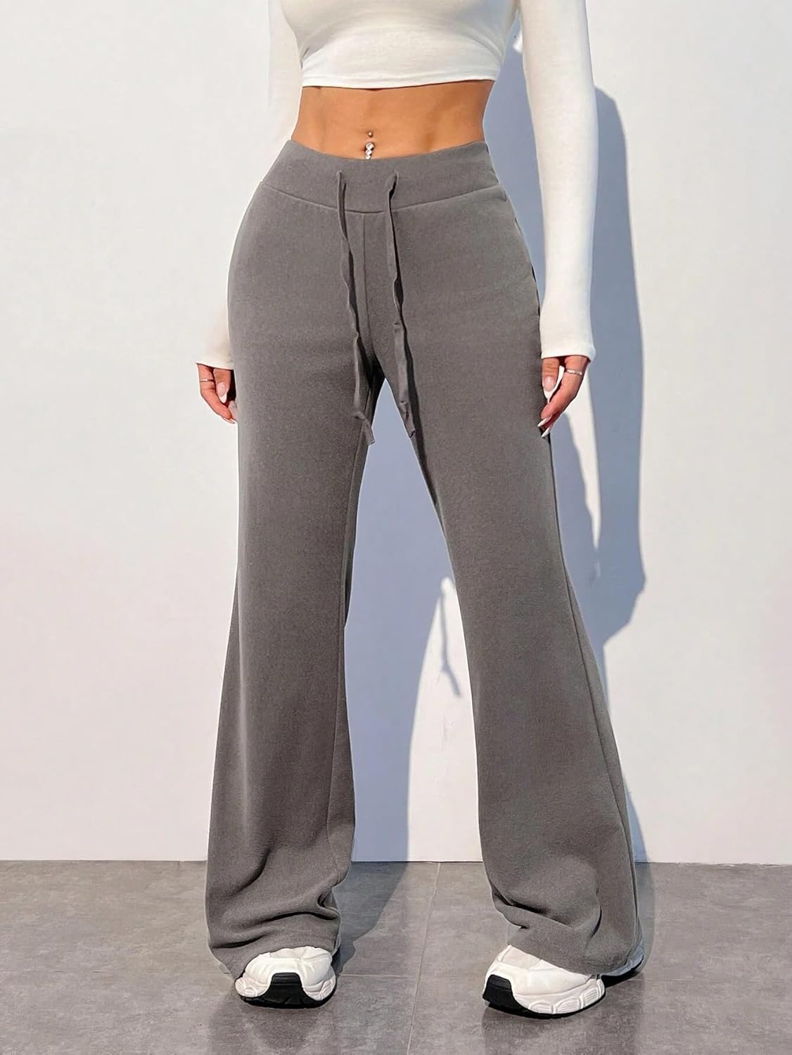 Women's Trousers Women's Thermal Lined Drawstring Waist Warm Pants