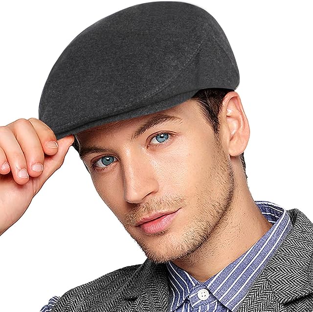 Wantonfy Flat Cap Mens Beret Hat Newsboy Cap Duckbill Hat Ivy Hat Herringbone Newsboy Hunting Cap Tweed Cap Gatsby Hat