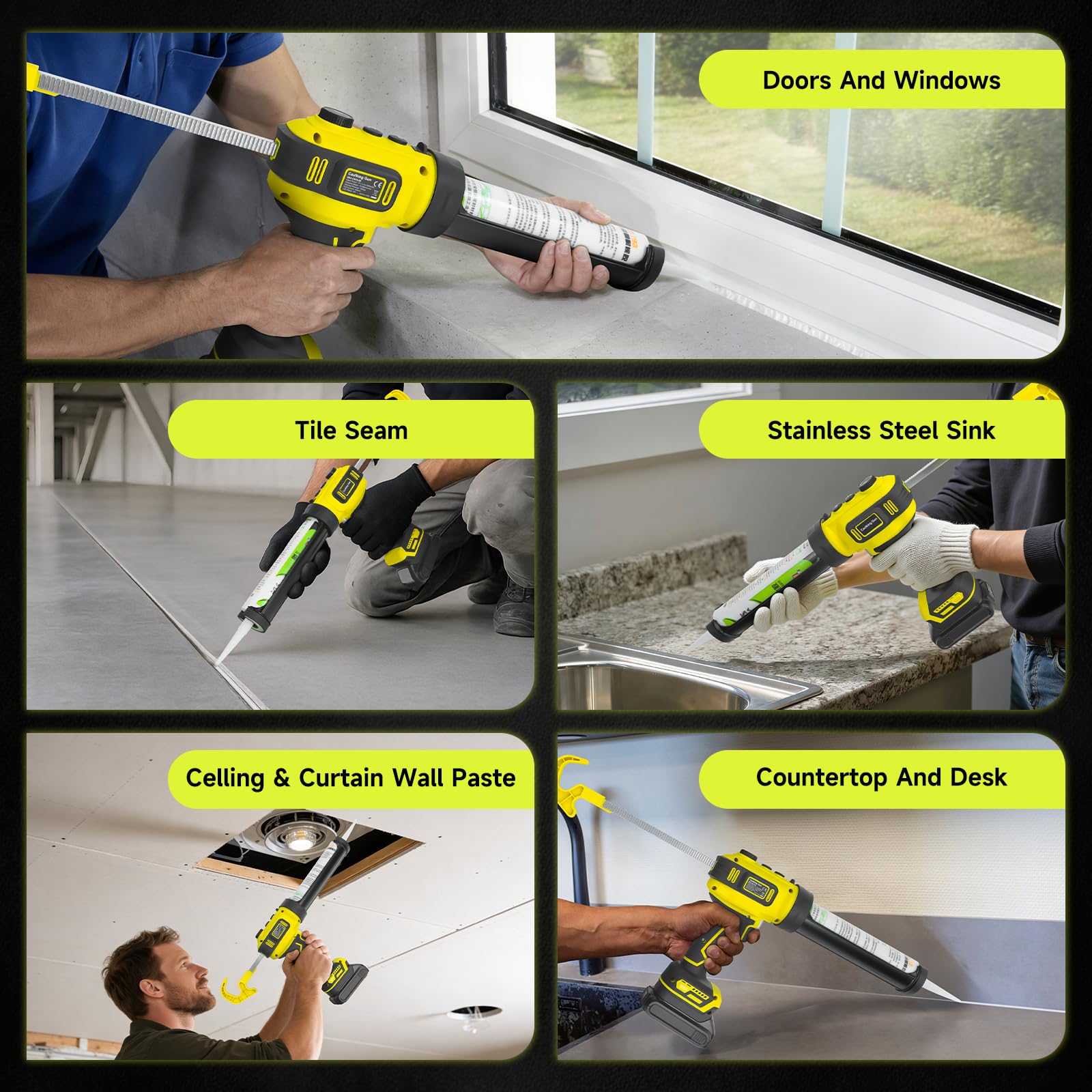 Pistola de calafateo inalámbrica mejorada para batería Dewalt de 20 V, velocidad infinitamente variable
