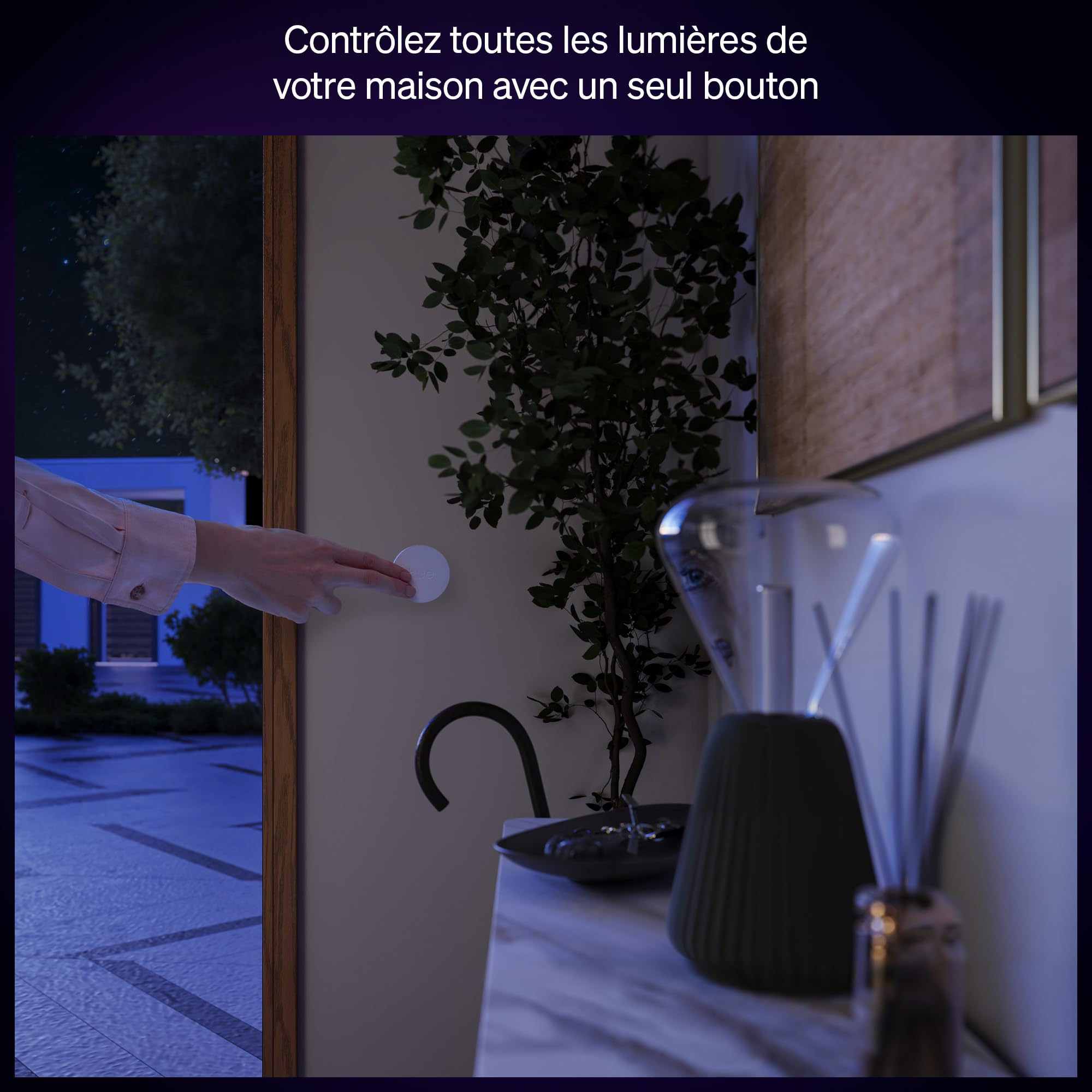 Philips Hue Smart Button, Accessoire de contrôle intelligent des lumières sans fil, pour les pièces à vivre, chambres, nouvelle génération