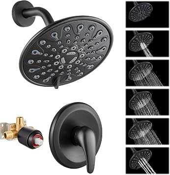 gotonovo Shower Faucet Set with Valve 6 Mode Rain Head Oil Rubbed Bronze