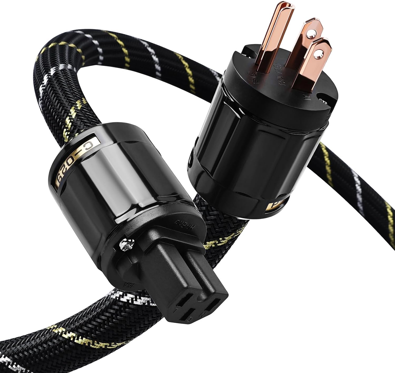 Audiophile HiFi 4.92ft AC Power Cord-7 AWG,4N Oxygen-Free Copper Cores,Power Audio Cable,with Nylon Braid,3 Prong Power Cord,NEMA 5-15P to C13 Power Cord(4.92ft/1.5m)