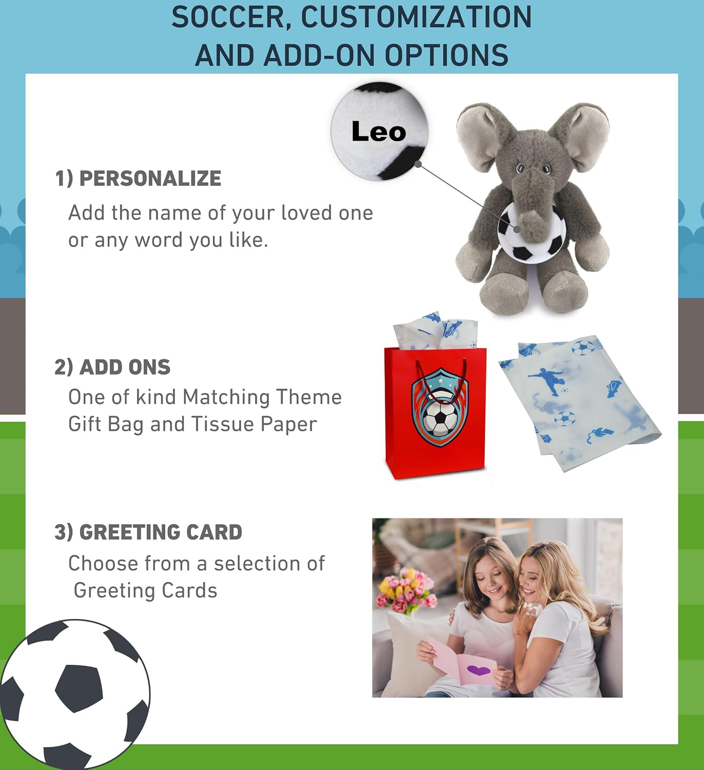 DolliBu Long Leg Elephant Stuffed Animal with Soccer Ball Plush - Soft Huggable Bear, Adorable Playtime Plush Toy, Cute Wildlife Gift, Super Soft Plush Doll Animal Toy for Kids, Adults - 10.5 Inches